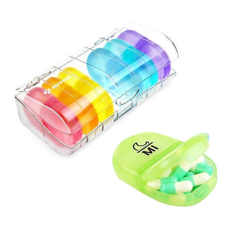 Week 14 Grids Rainbow Portable Plastic Compartment Medicine Box