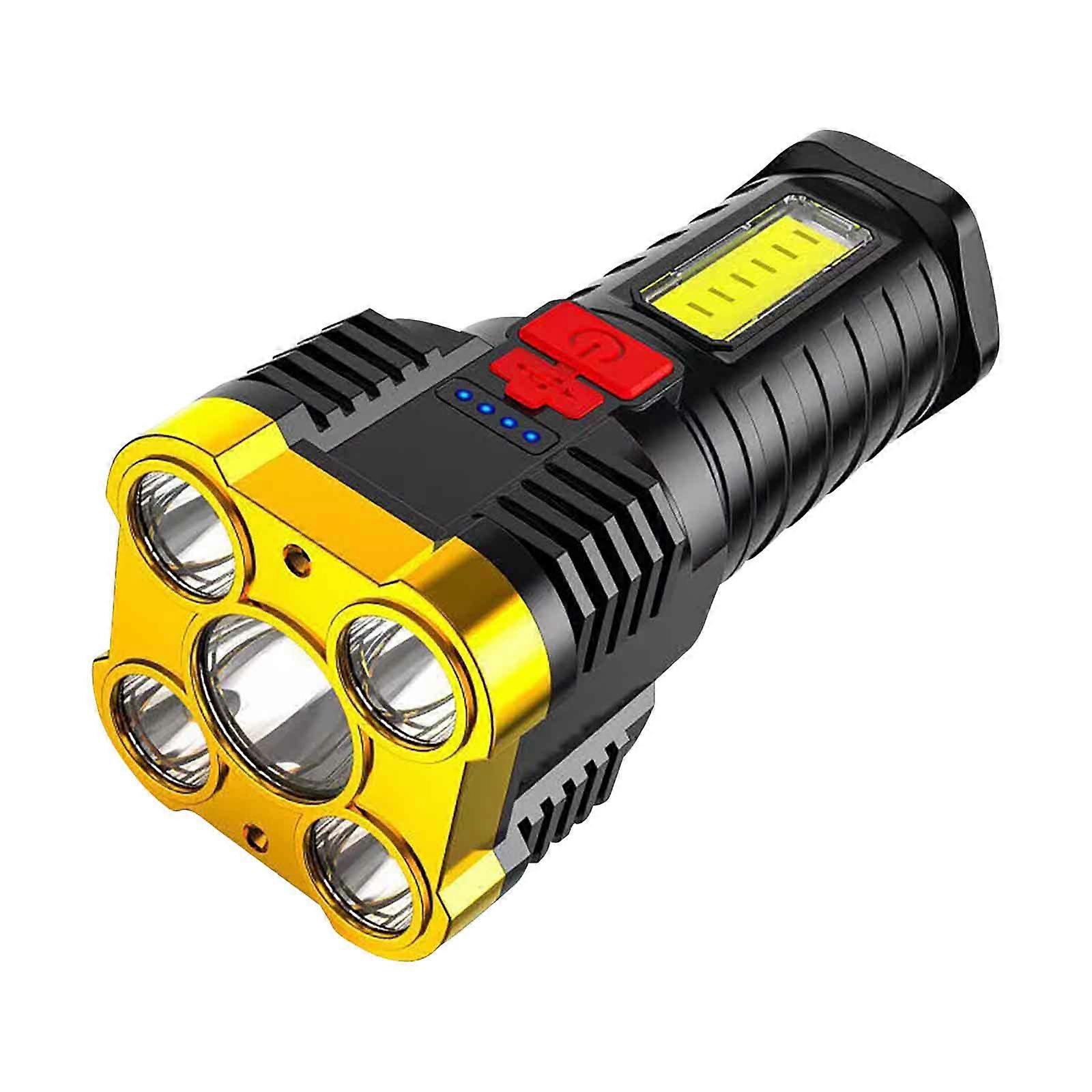 External Flashlight USB Handheld Five Core Flashlight High Outdoor Searchlight Highlight Portable Camping