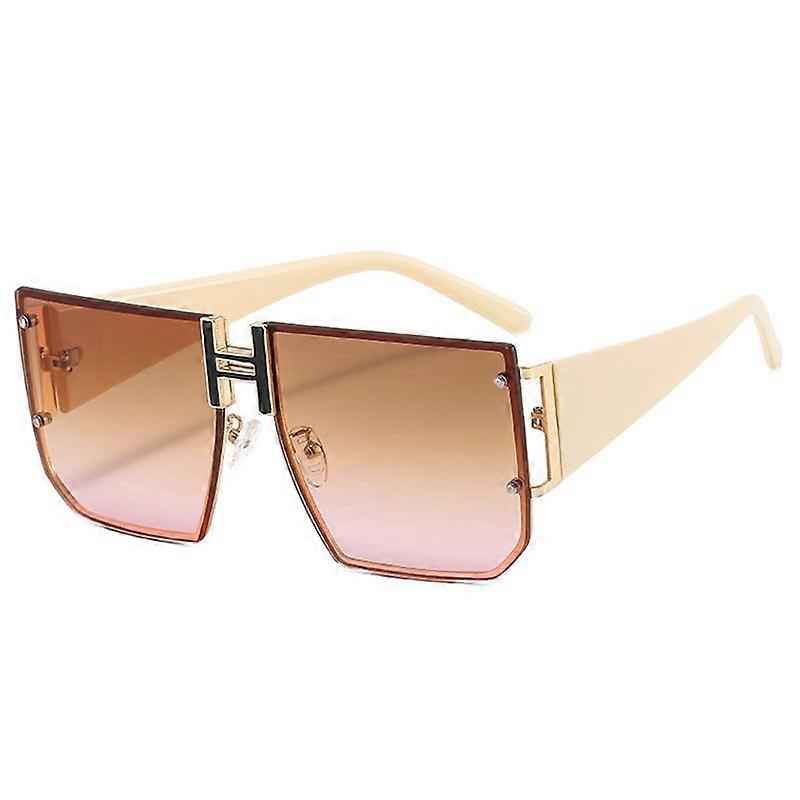 Retro Oversized Pilot Sunglasses Metal Frame for Men Women Square SunGlasses -Pink