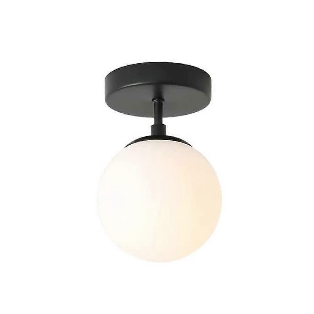 Modern Glass Spherical E27 Ceiling Light 1-Light Metal Flush Mount Close-To-Ceiling Minimalist Entryway Lamp FSXS-7913