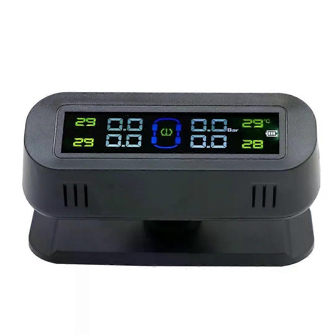 con Auto Security Alarm Systems Digital LCD Display Solar/USB Powered Tire Pressure Monitoring System Car TPMS Temperature Monitor