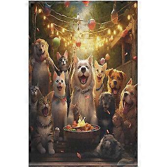 Quebra-cabeça de madeira para festa de animais 300 peças quebra-cabeça de atividade familiar jogos educativos para adultos e crianças a partir de 12 anos