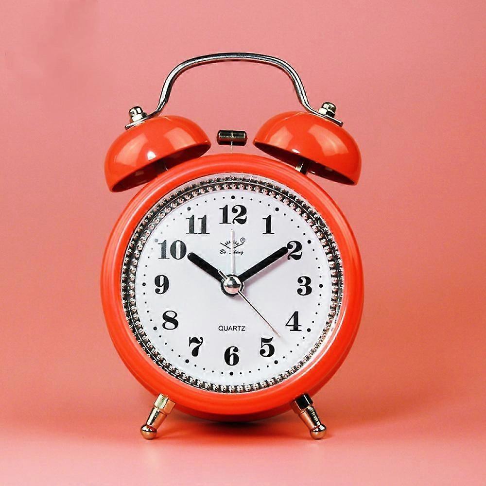 Réveil de 3 pouces, réveil analogique en métal avec cloche de sonnerie, horloge de bureau de décoration de la maison d’étudiant
