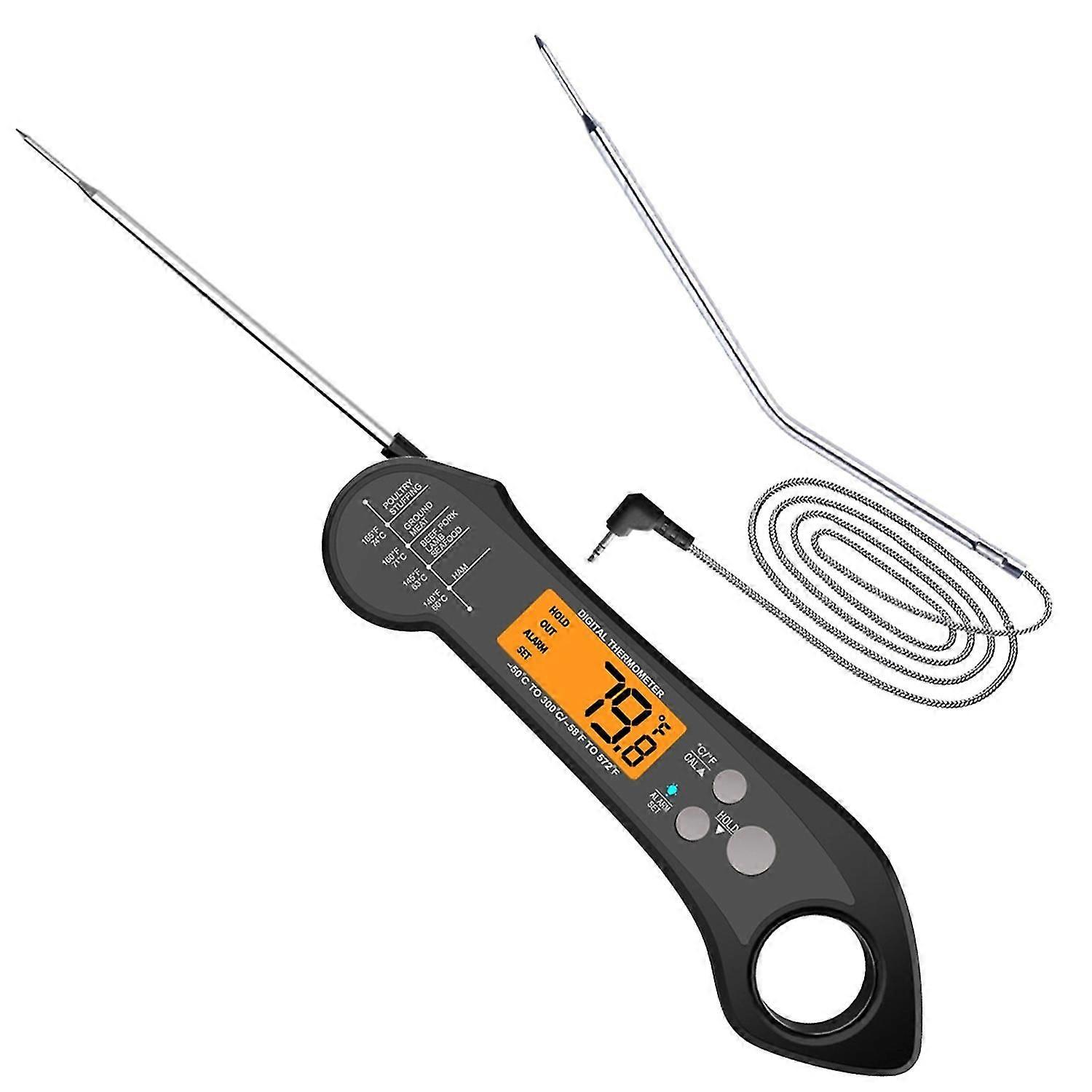 1 Set Cooking Thermometer Waterproof Double Probe ABS Clear Digital Display Meat Thermometer Kitchen
