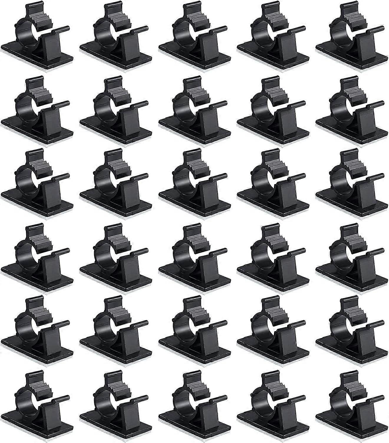 30 Pcs Black Clips Self Adhesive Backed Nylon Wire Adjustable Cable Clips