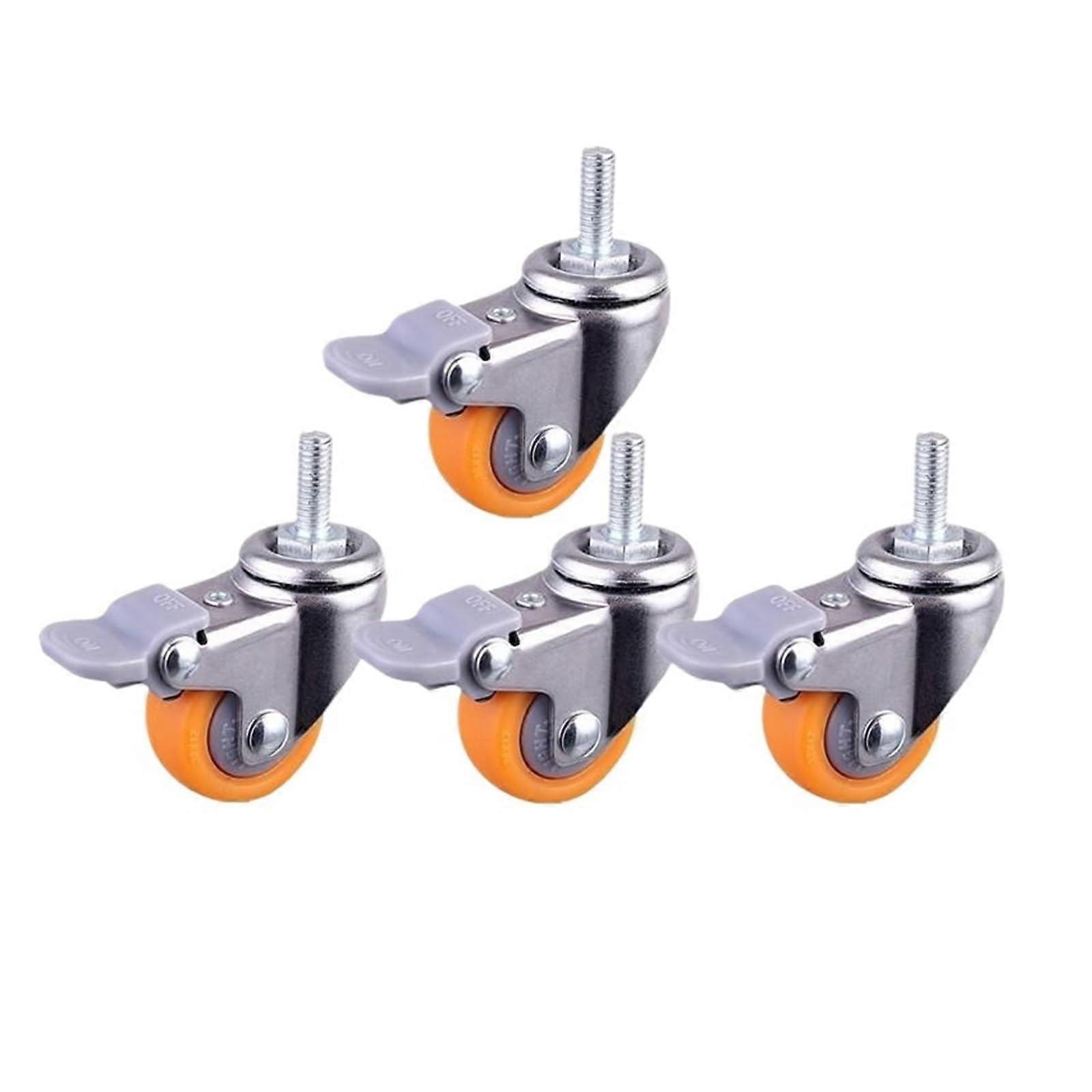 (Pack of 4) 1 Inch Screw Casters PP Orange Furniture Wheels Silent Display Cabinet Speaker(D)