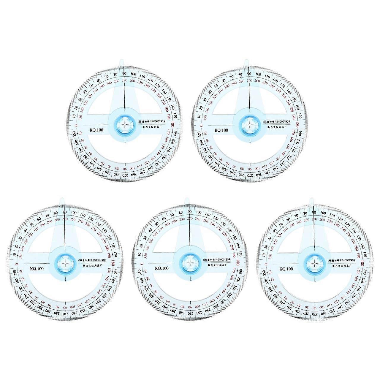 360° Protractor Pack of 15, Clear Blue Plastic Circle Protractor for Math Geometry