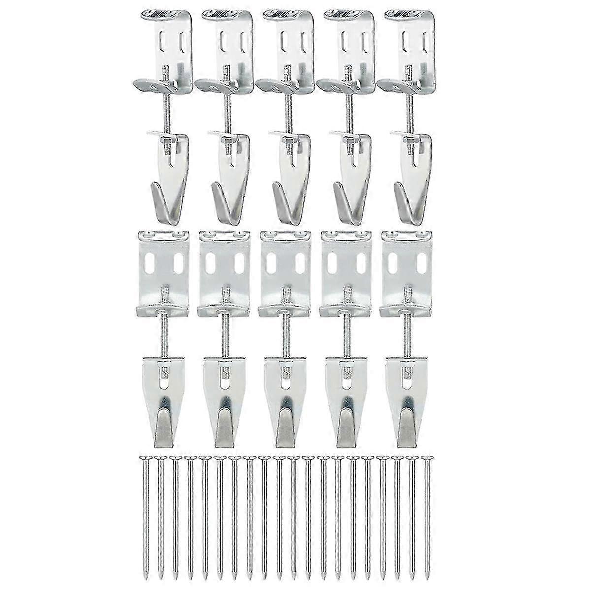 10 Pcs Adjustable Picture Hangers J Hooks Mirror Hanging Kit with Hangers Hooks compatible with Mirrors Picture