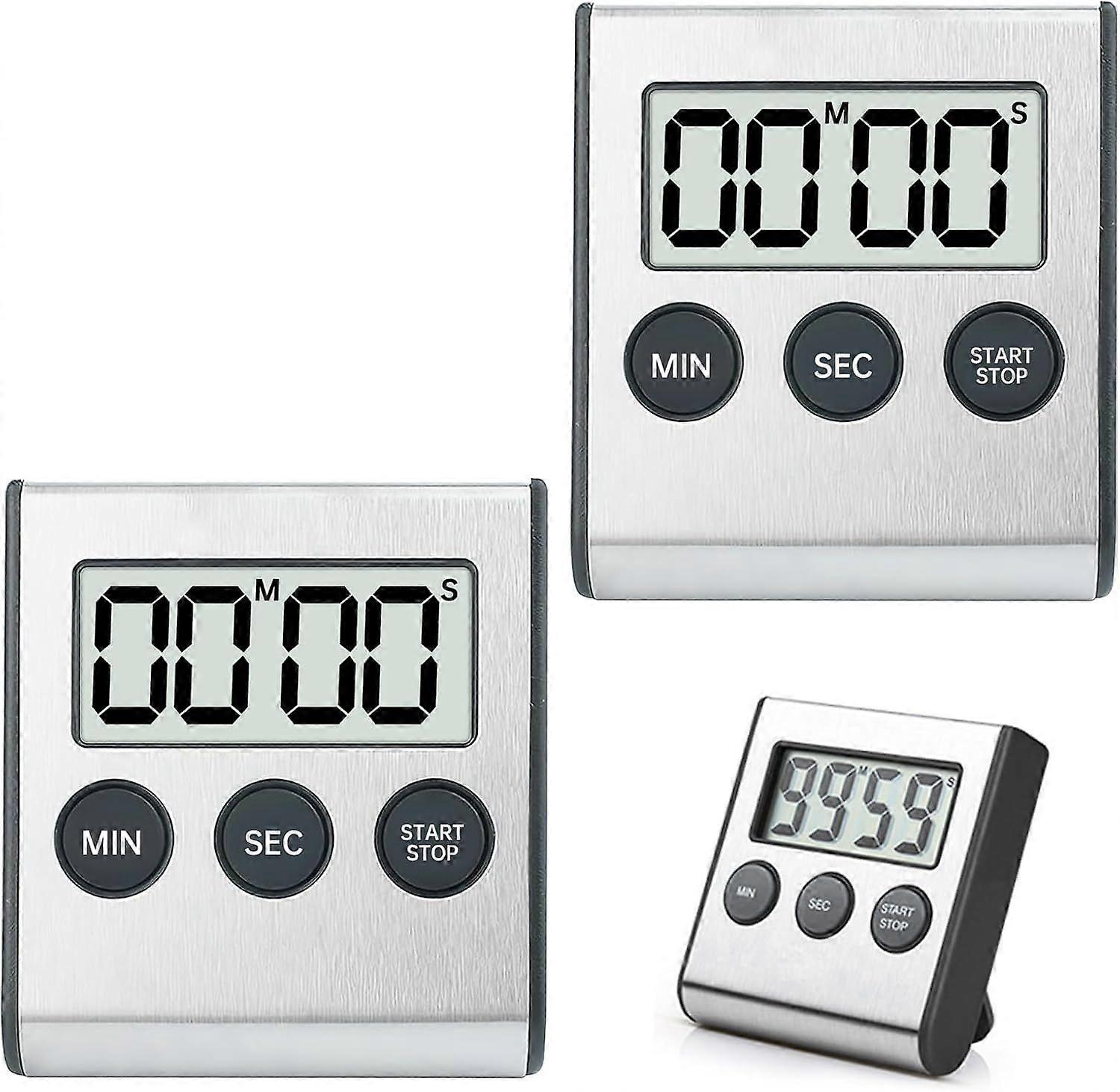 Pack Digital Timer with Loud Alarm - Digital Kitchen Timer with Magnetic Stand and On/Off Switch - Kitchen Timer for Cooking, Studying, Baking