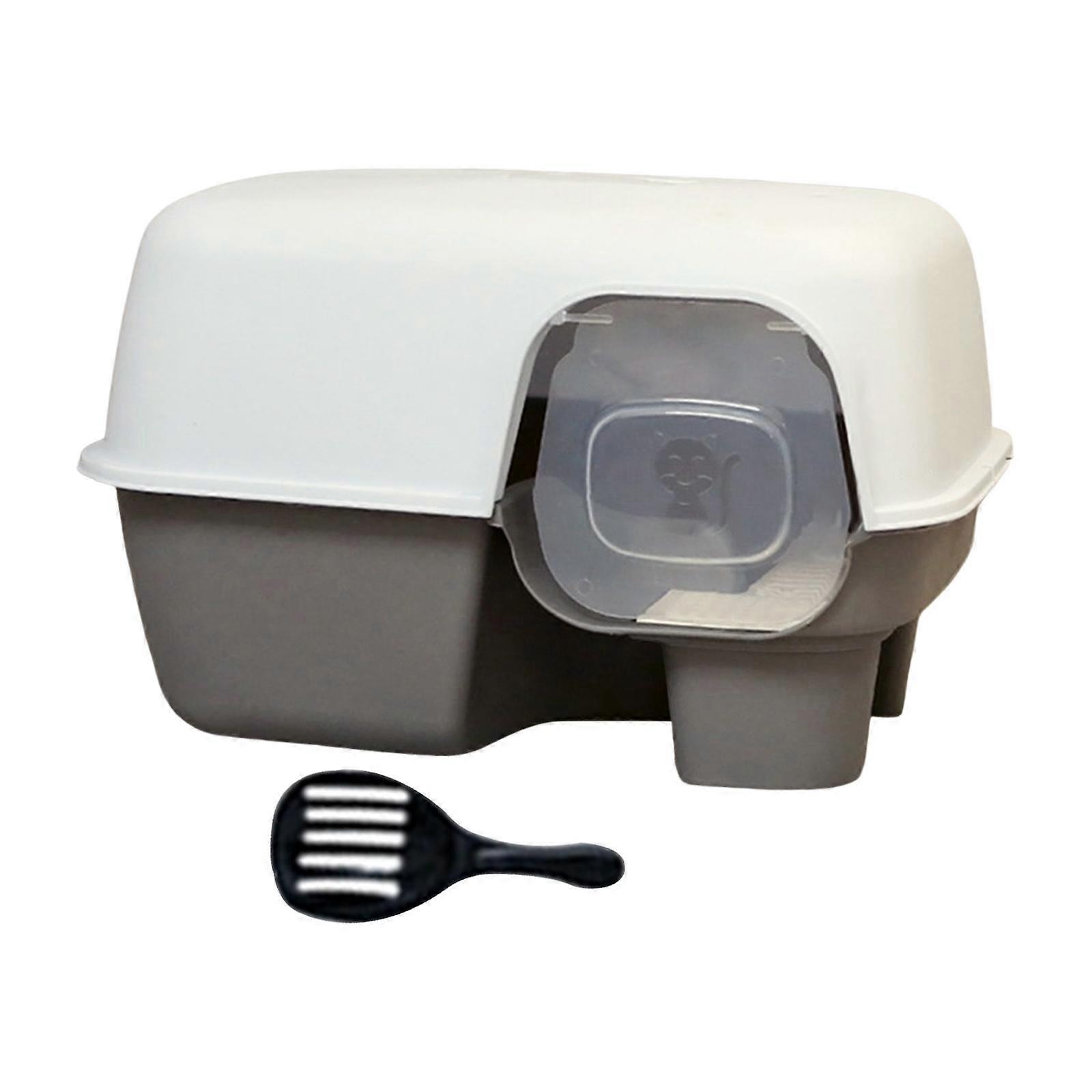 Hooded Enclosed Cat Litter Box Large Capacity High Side with Shovel Portable