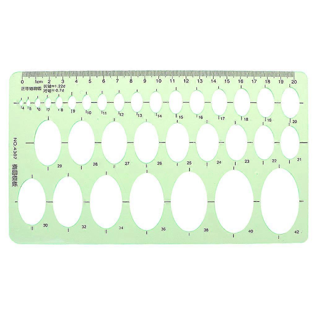 Green Plastic Oval Geometric Template Ruler Stencil Measuring Tools Students Hot  Green