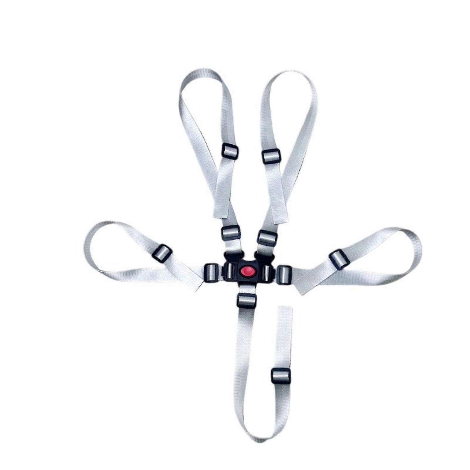 Ergonomic 5 Point Adjustable Baby Safety Harness for High Chairs Strollers and Booster Seats Ensures Maximumly Security White