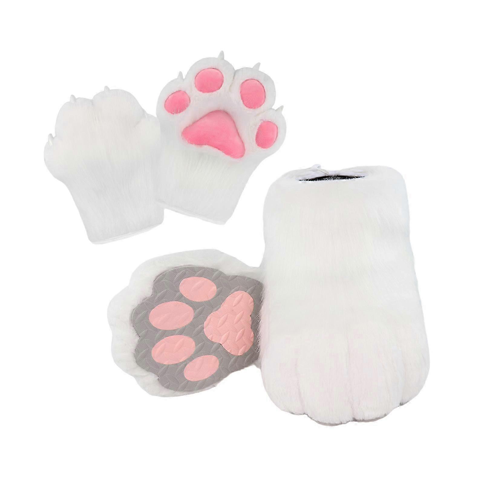 動物の足猫の爪の靴ブーツ休日の仮面舞踏会のロールプレイングホワイト