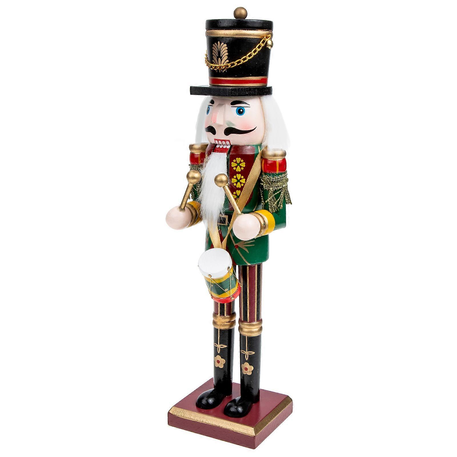 Christmas Nutcracker Figurine Multi Color Wooden For Home And Restaurant Decor 1Set