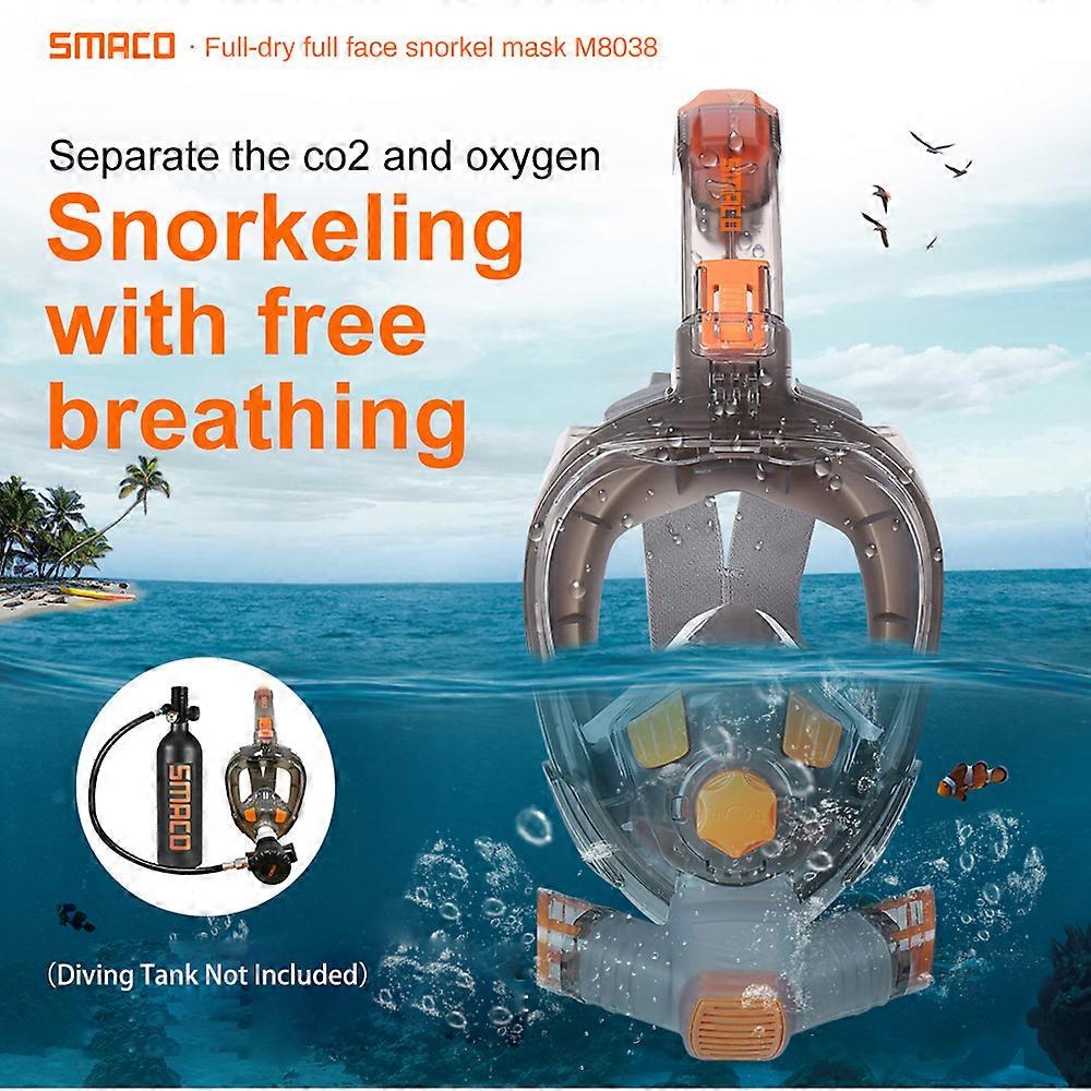 Full Face Snorkel Mask S/M or L/XL with Dry Tube & Camera Mount