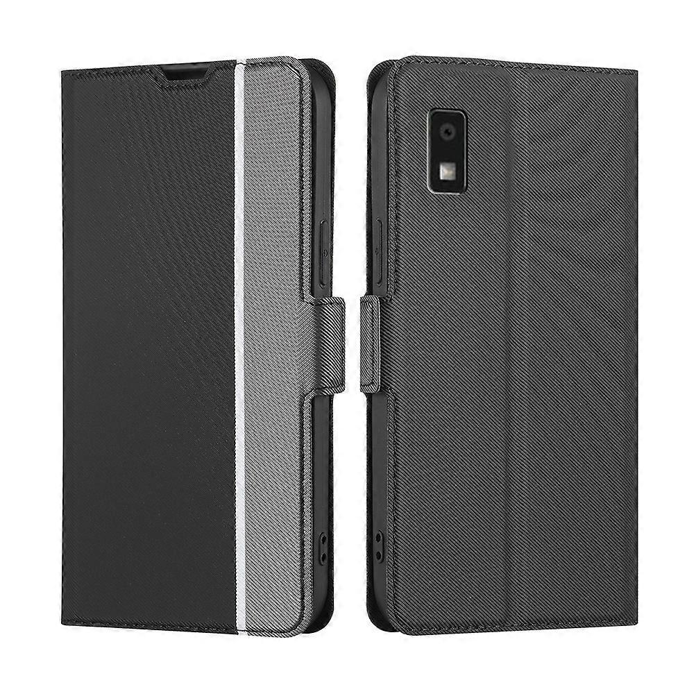 Twill Texture Side Button Leather Phone Case