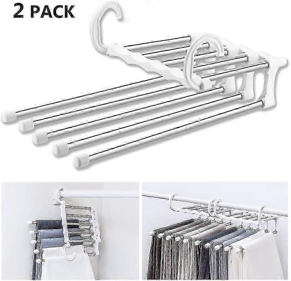 Space-Saving Stainless Steel Extendable Trouser Hanger, 2-Pack