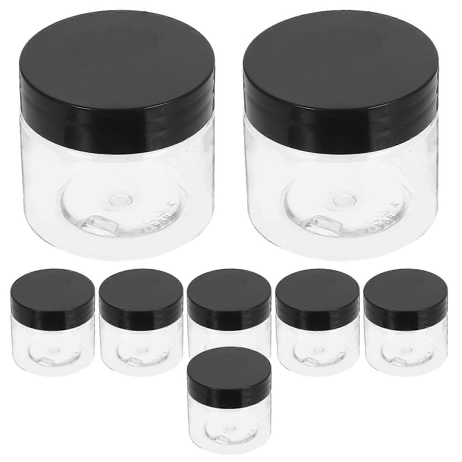 a polished product description based on your input:

 

**8pcs Wide Cream Jars with Lids – Transparent Plastic Containers for Travel Cosmetics &