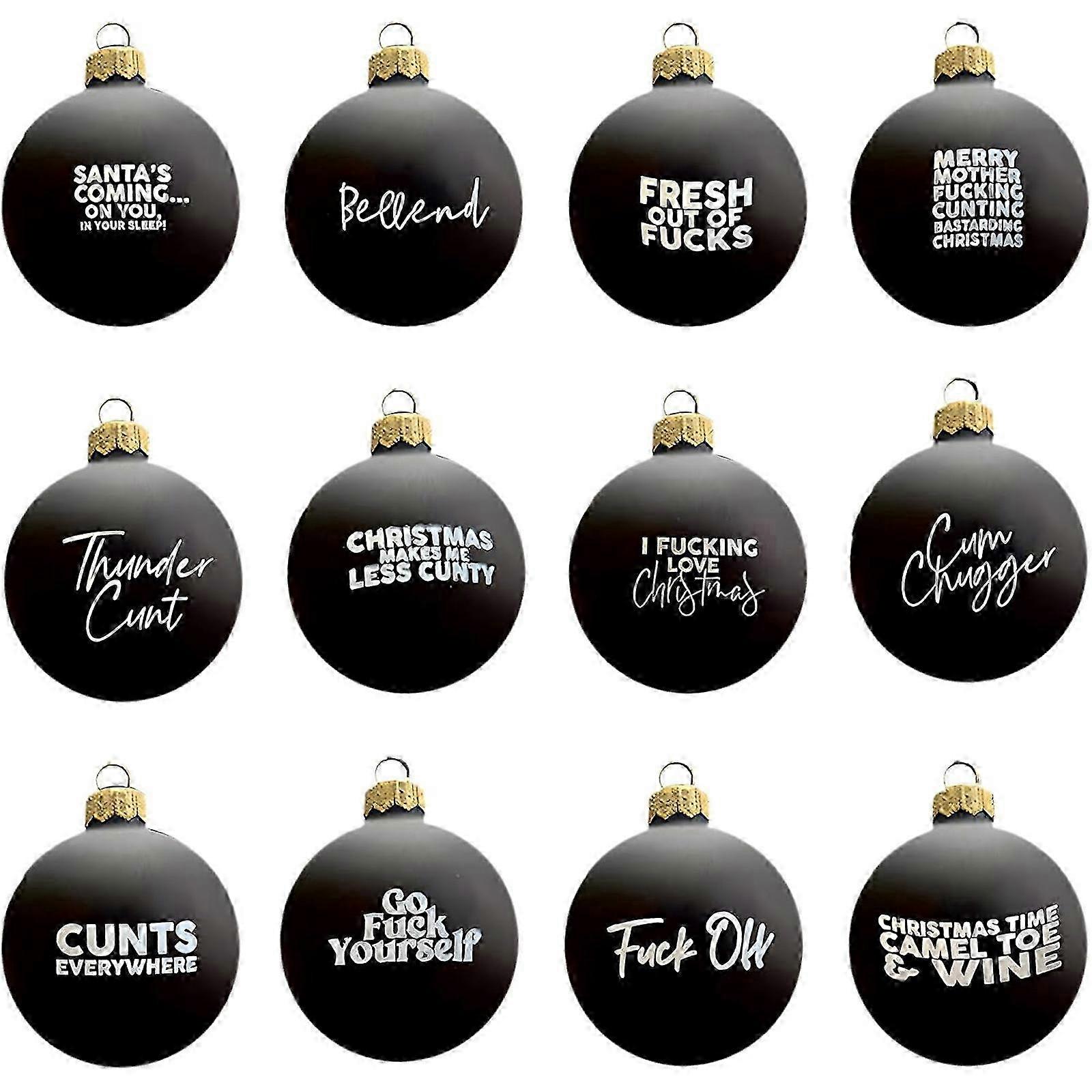 2025 Humorous Black 3D Baubles with Gold Topper for Adults