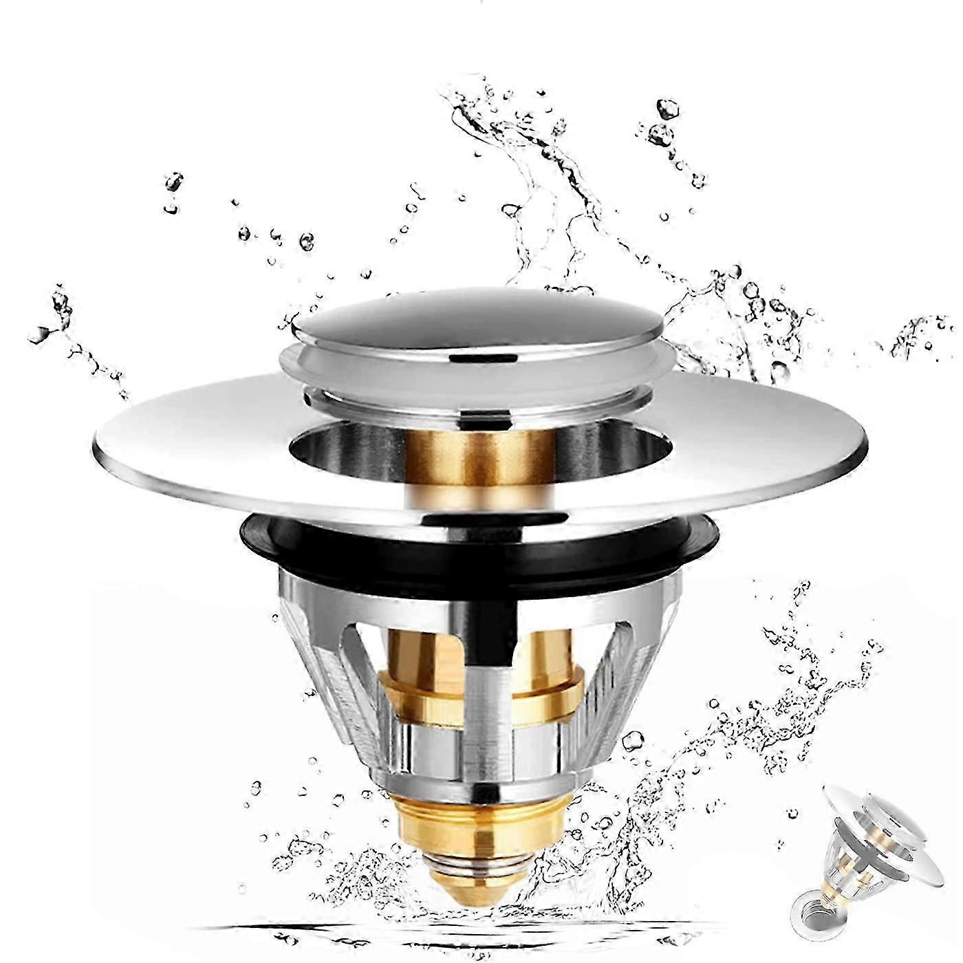 Pop-Up-Sink-Stopper, Push-Type-Bounce-Kern, universeller Anti-Clog aus Edelstahl und Kupfer