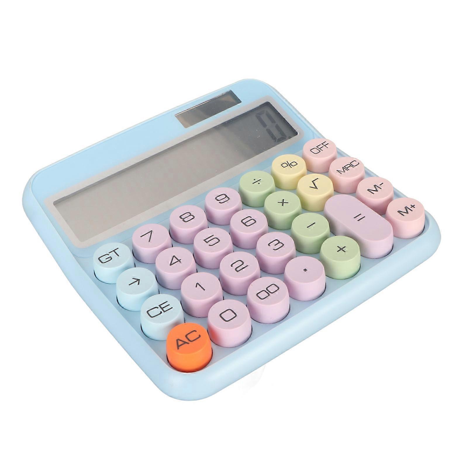 12 Digit Colorful Calculator Mechanical Keyboard Calculator Electronic Desktop Calculator for Home School Office Sky Blue 