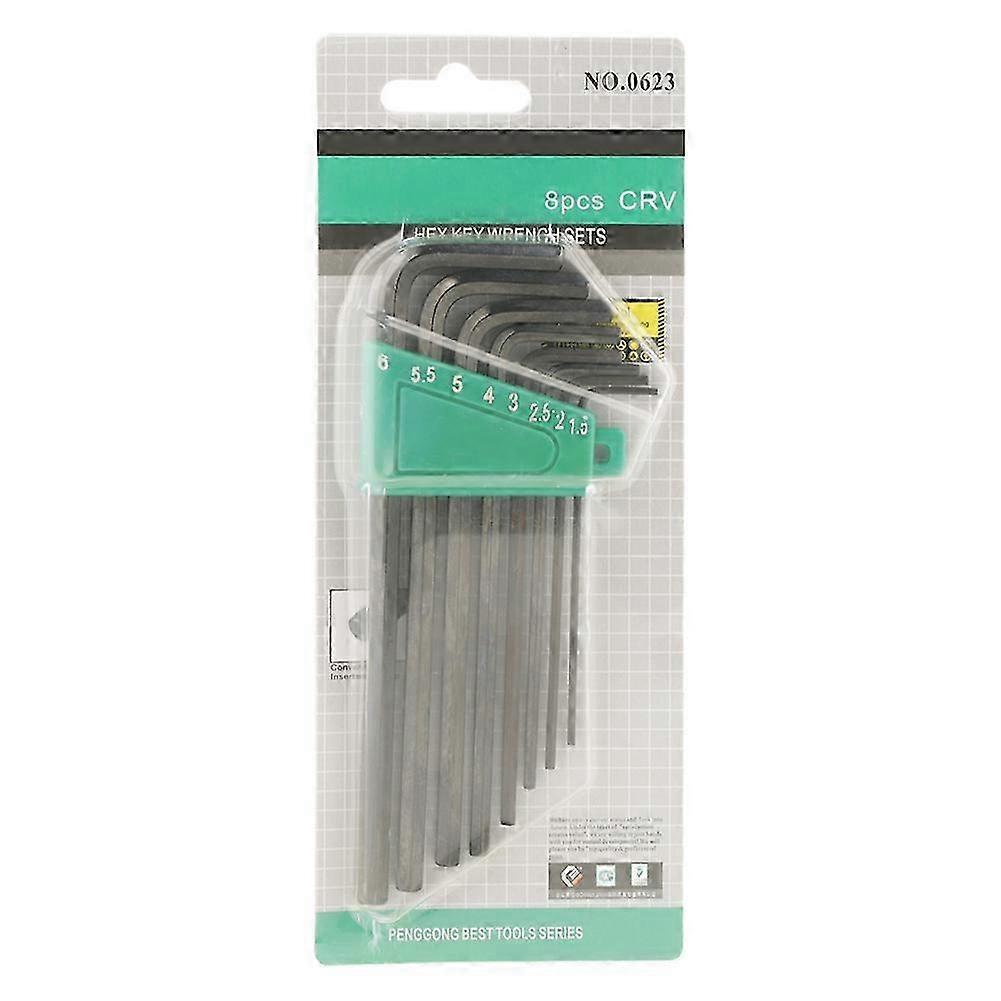 8pcs 1.5-6mm Extra Long Arm Flat Head Hex Universal L-shape Wrench Set Hand Tools