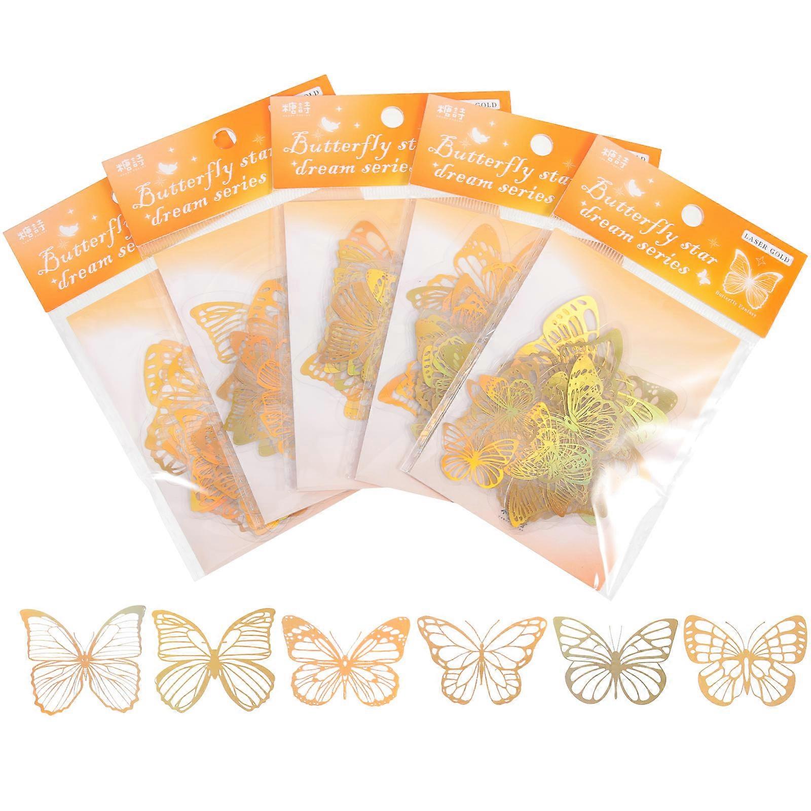 Decorative Butterfly Stickers Shiny Holographic Waterproof 6x5x0.1cm 150Pcs Total