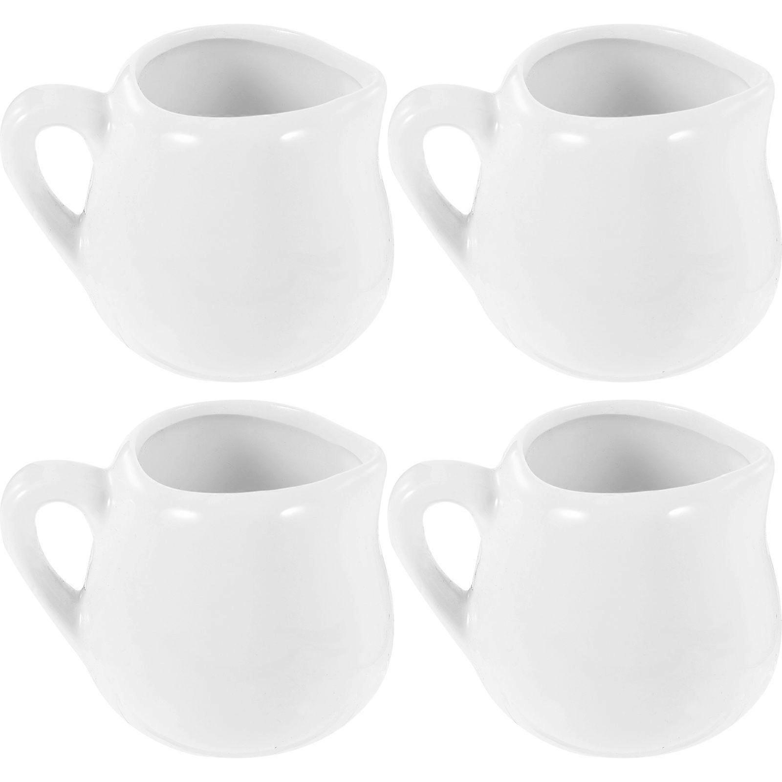 4pcs Ceramic Milk Creamer Multi-functional Ceramic Pitcher Small Creamer Pitcher Milk Jug with Handle