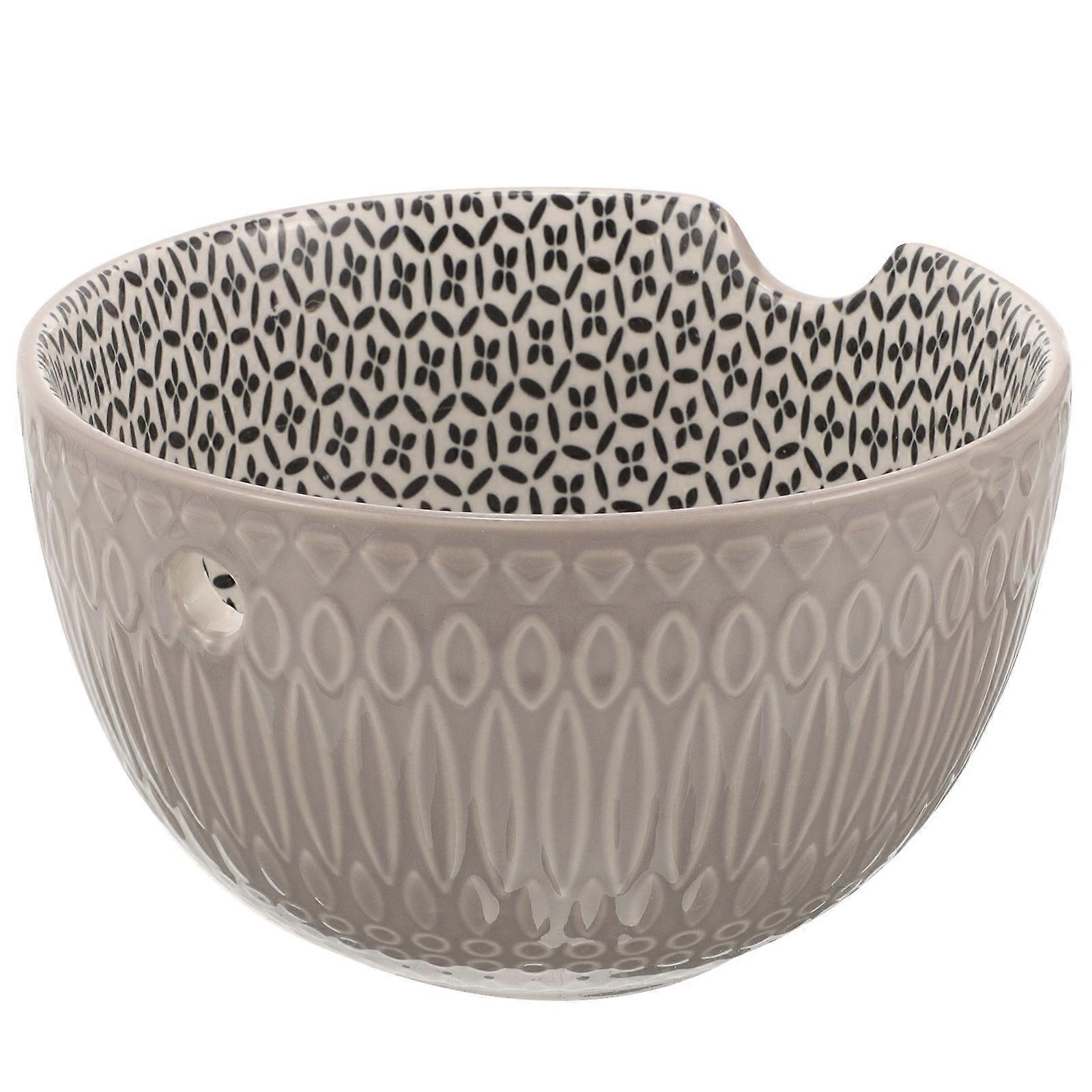 Gray Yarn Holder Bowl for Crocheting and Knitting – Smooth Yarn Storage Craft Organizer for Handmade Craft Enthusiasts