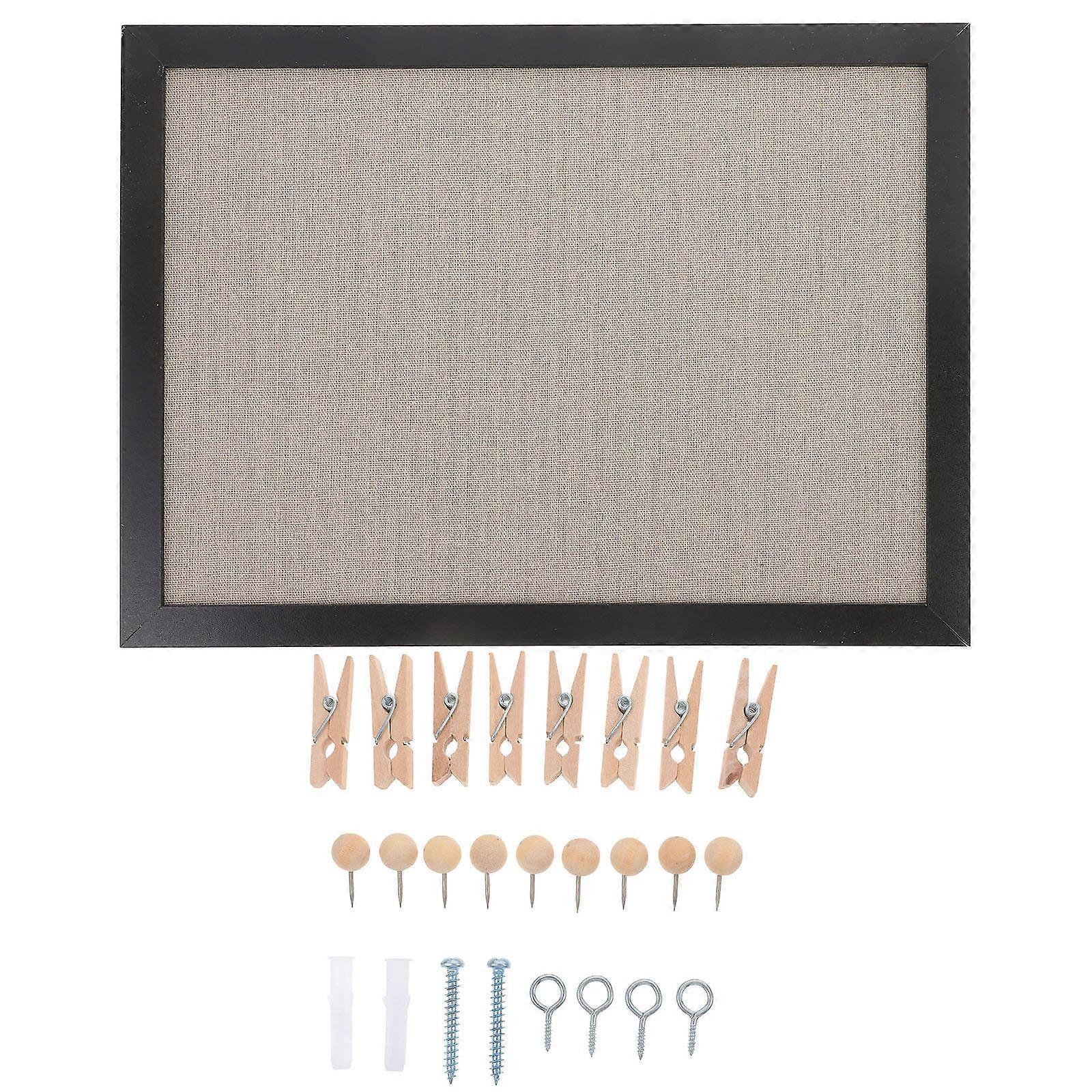 Small Corkboard Bulletin Board Office Notice Board Rectangular Black 15.9 11.7 0.7in Wall Mounting 1Set