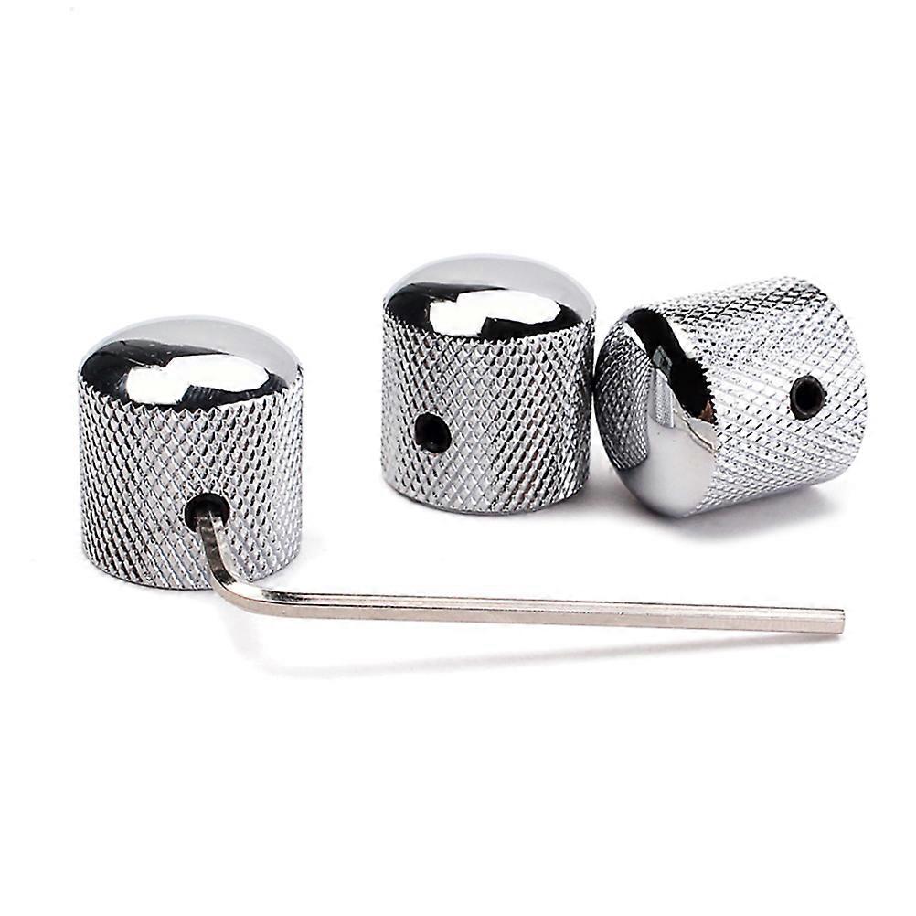 Metal Guitar Knobs Control Knobs For Replacement Parts Silver 1.90X1.80X1.90CM Tone Or Volume 4Pcs