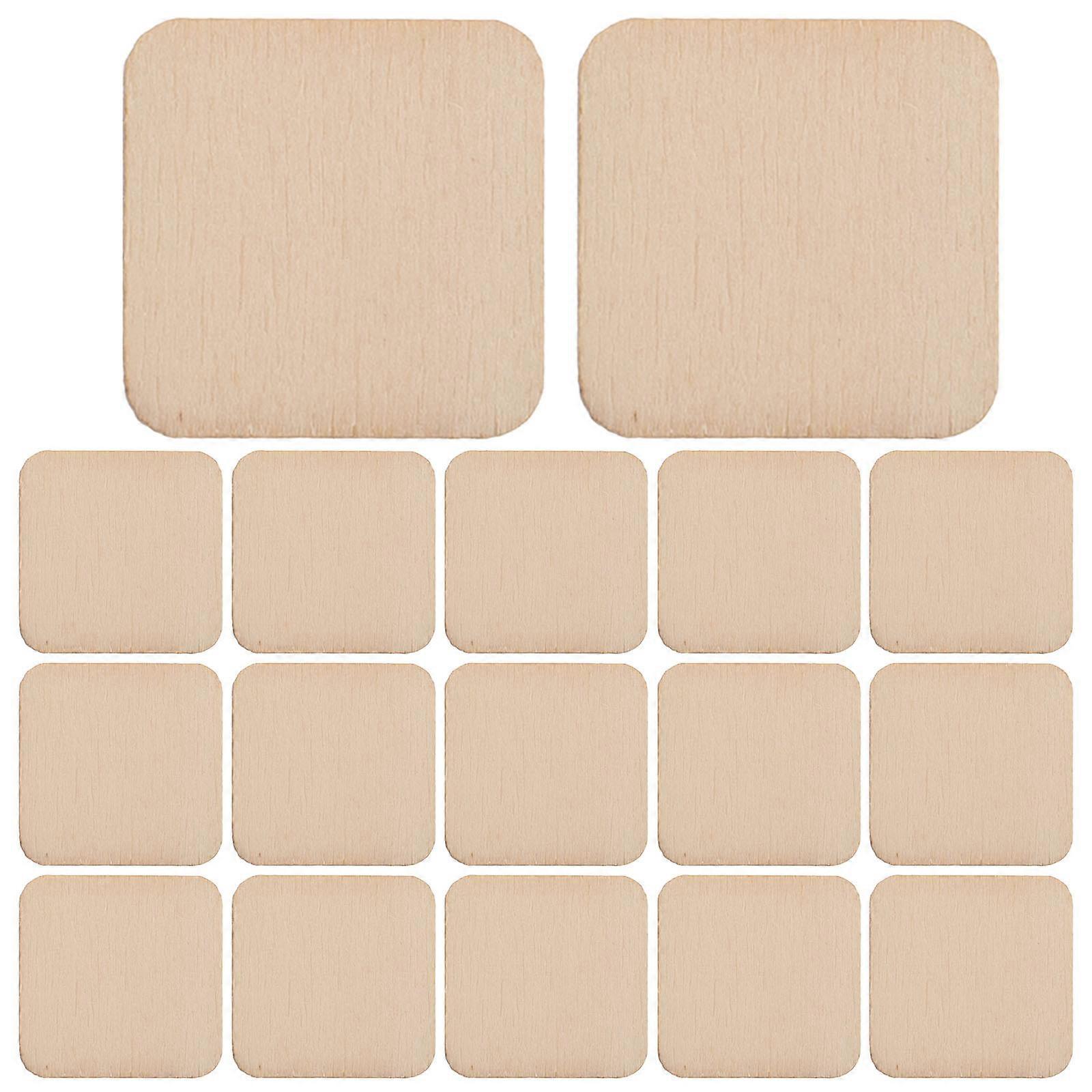 Square Shaped Slices Wooden Cutouts Diy Crafts Home Decor Square With Rounded Corners Khaki 2.00X2.00X0.30CM 100Pcs