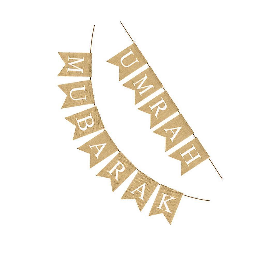 Mubarak Banner Decorations Swallowtail Shape 18x13cm Multi Color For Event Organizers 1Set