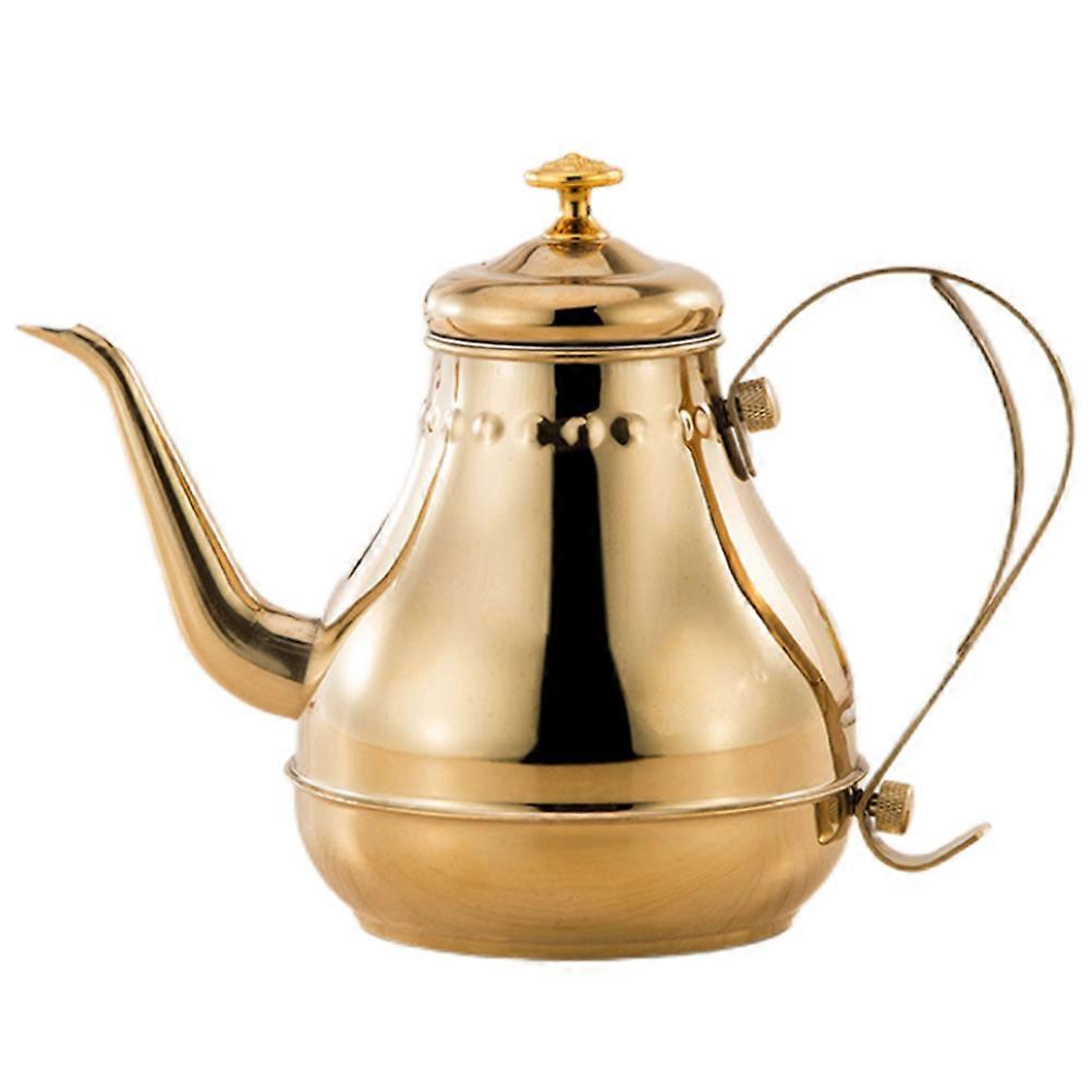 Handheld Tea Kettle Golden Color Tea Brewing Non-slip Handle Anti-scald Lid 1Pack