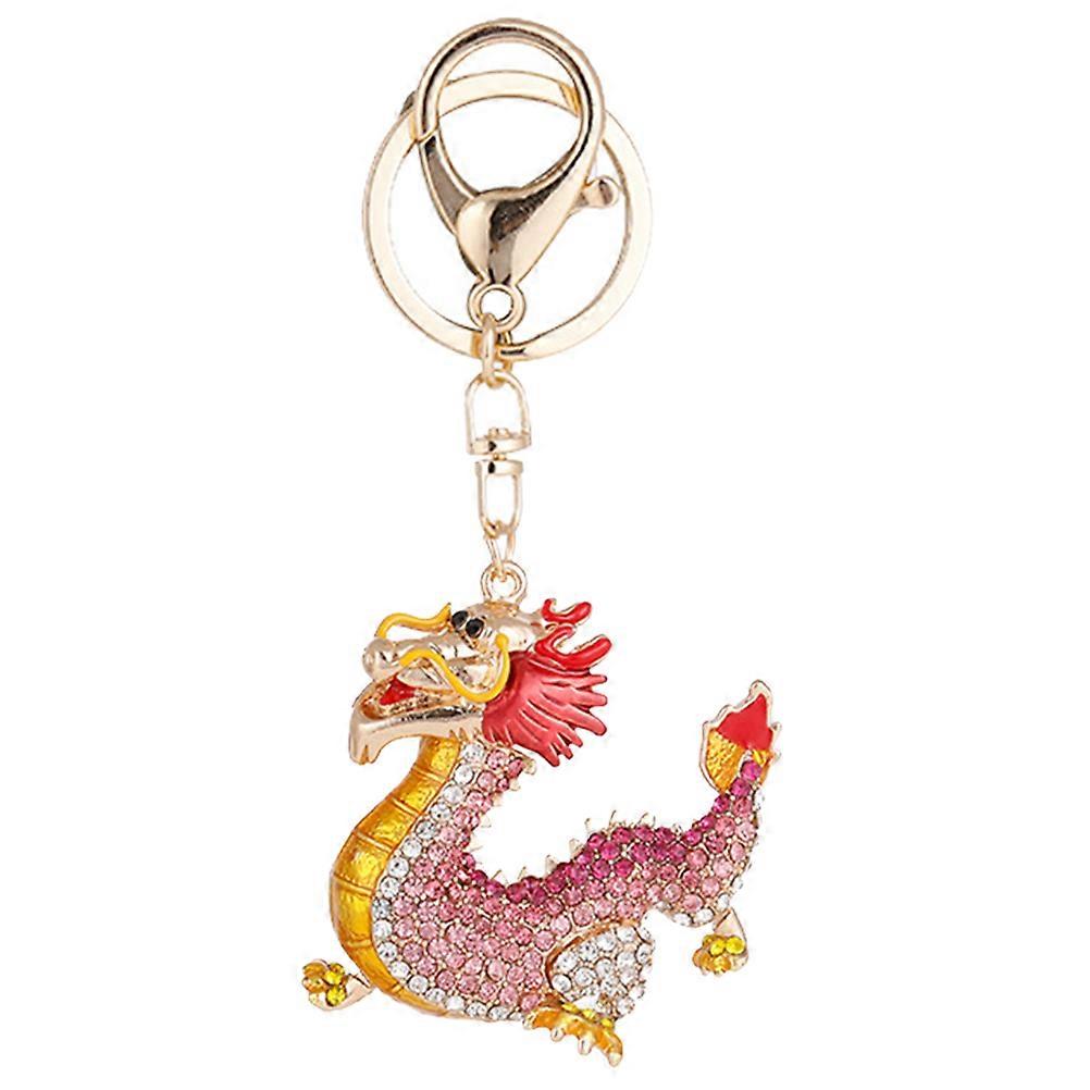 Key Hanger Decor Rhinestones Dragon Shape Key Chain Bag Hanging Pendant Decorative Key Attachment Desktop Decor 1Set