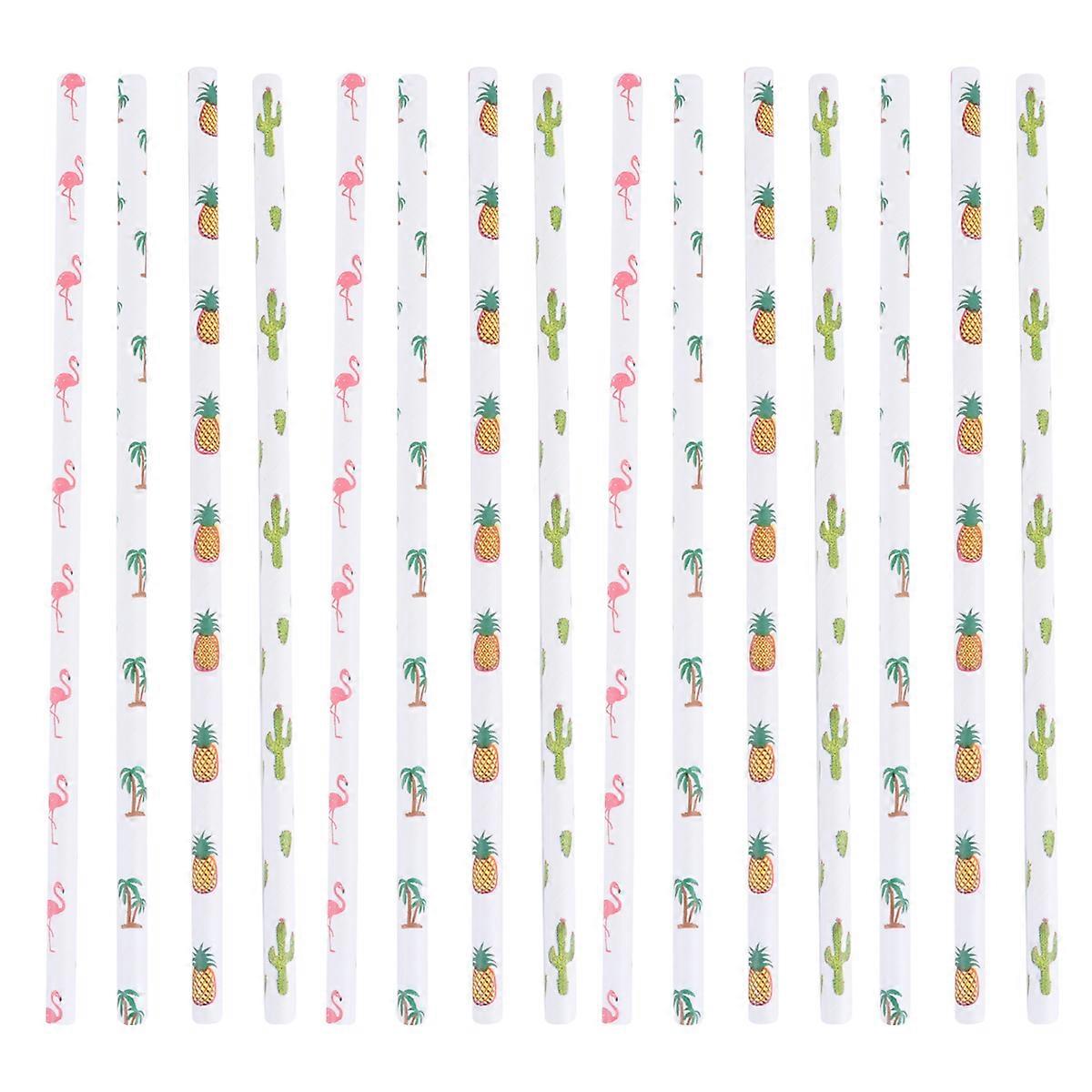 Luau Party Supplies Paper Drinking Straw Hawaii Party Decoration Drink Consumption Assorted Color 19.5x0.5cm Round Shape 125Pcs