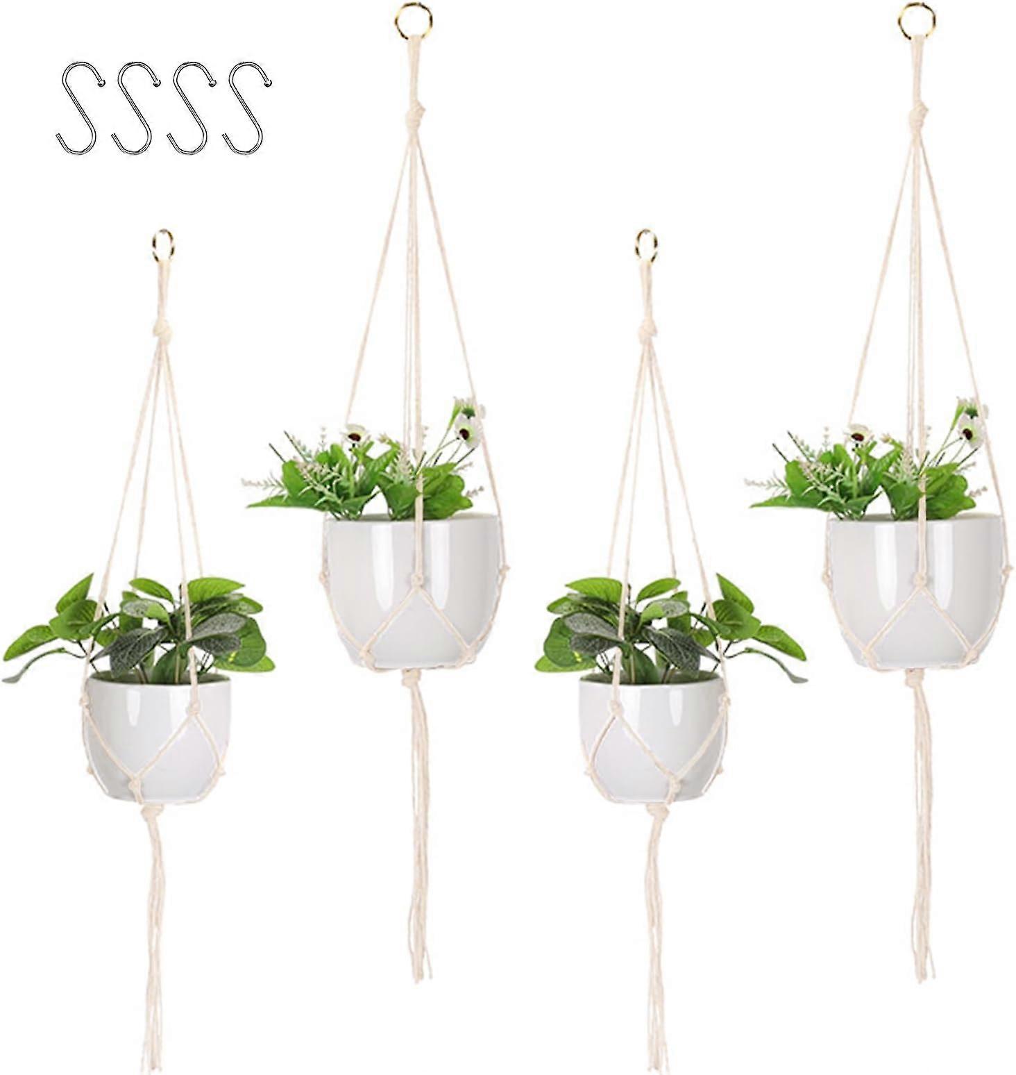 4-piece macrame plant hanger, hanging pot holder