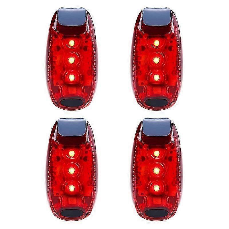 4 Pcs Light Waterproof Red Flashing Bicycle Rear Light, Suitable for Running, Walking, Cycling, Hel