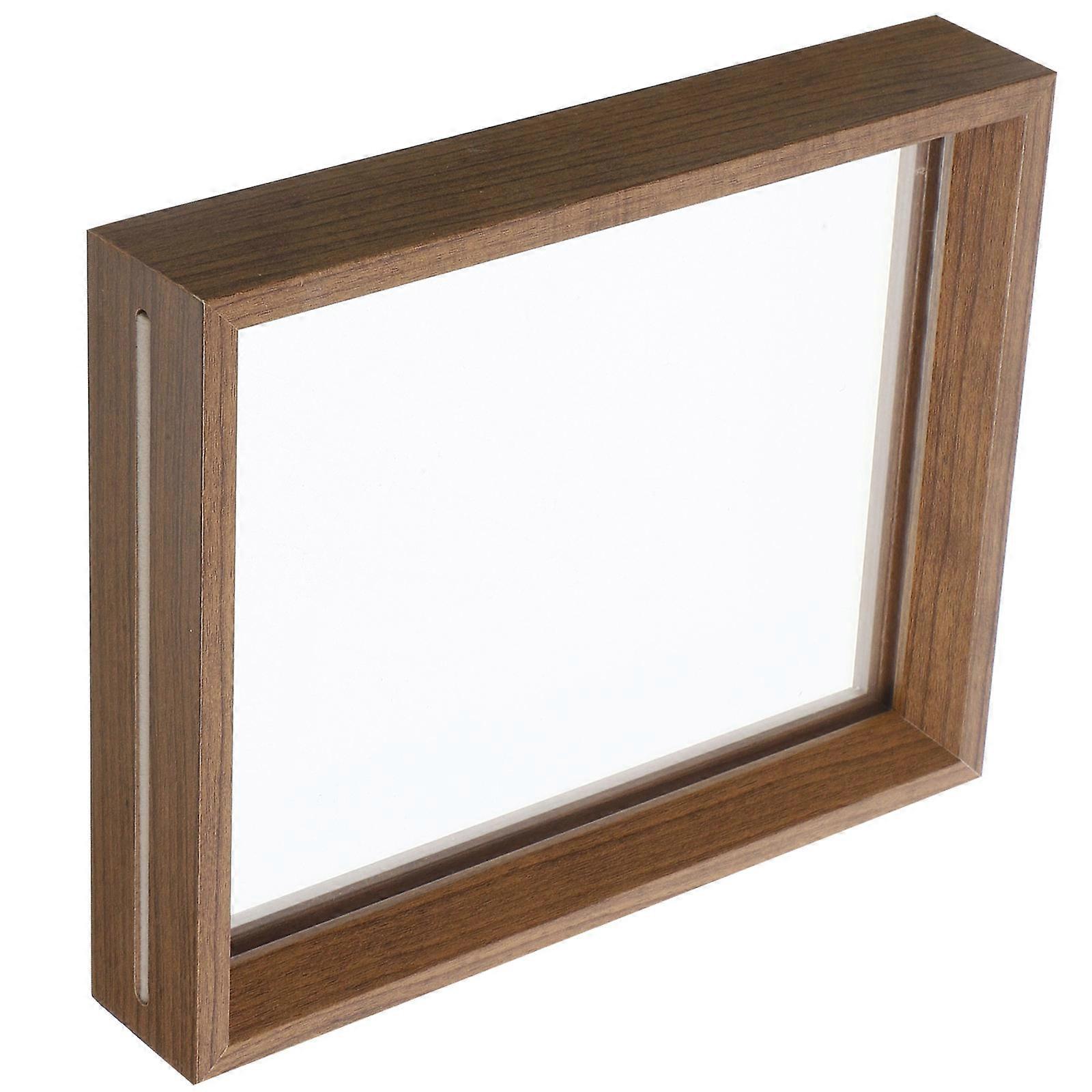 Transparent Double Sided Photo Frame, Beech Color Desktop Display Holder for Certificates, Posters & Pictures, Secure Multi Purpose Picture Display