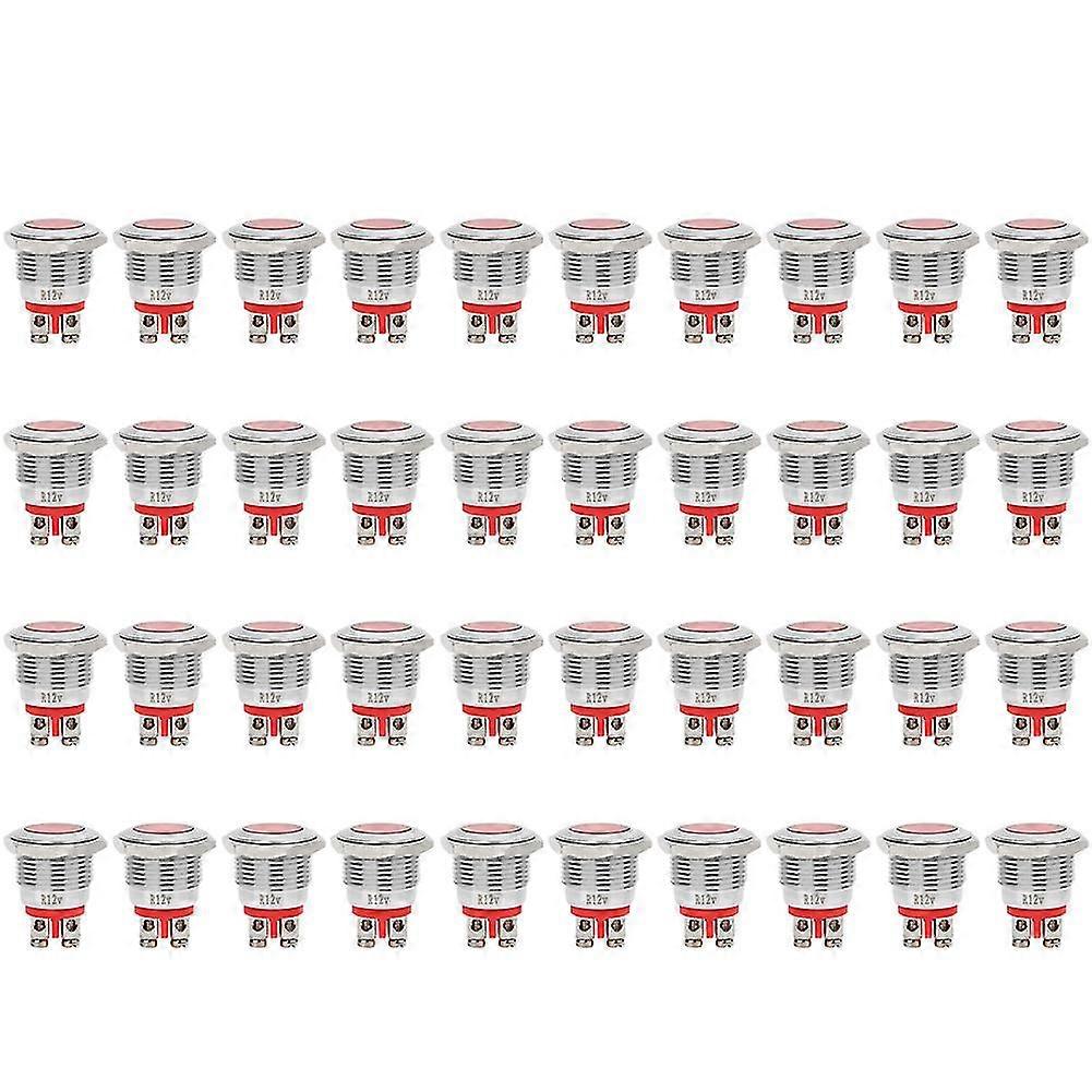 40pcs IP68 Wasserdicht BEM-16C Metall LED Kontrollleuchte 16mm Rot 12V