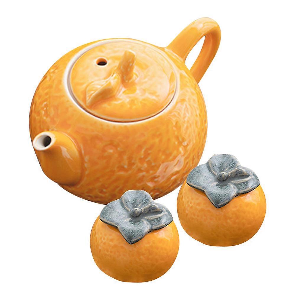 Retro Tea Teapot Set Small Tea Pot Orange Shaped Loose Tea Storage Jars Office Use 1Set