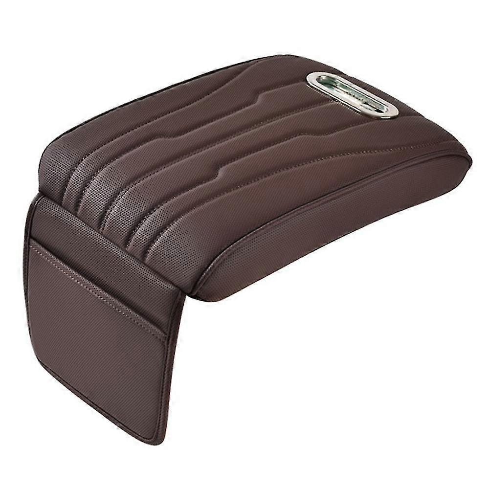 Heightened Memory Foam Car Armrest Box Cover with Tissue Box, Compatible with Various Car Brands, Leather Design