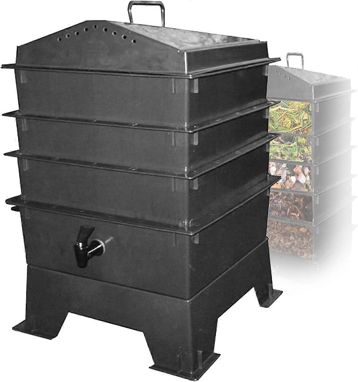 performance Worm Composting Kit, Portable Compost Bin, 3/5Tier Garden Composter for Outdoor Areas