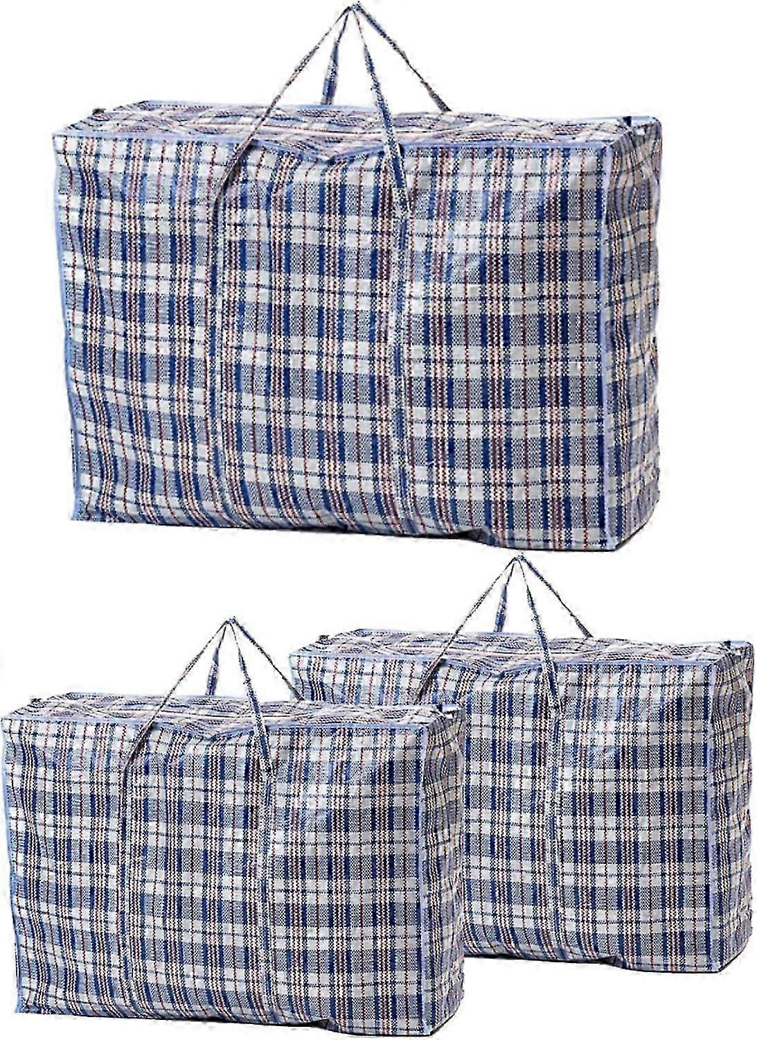 3-Pack Extra Large Laundry Storage Bags with Zipper - Blue