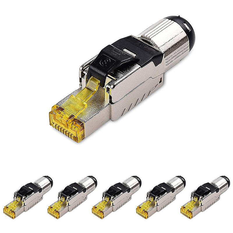 6-Pack Tool Free Shielded RJ45 8, Cat8 Field Termination Plug, Cat8 Connector, Cat8 Plug