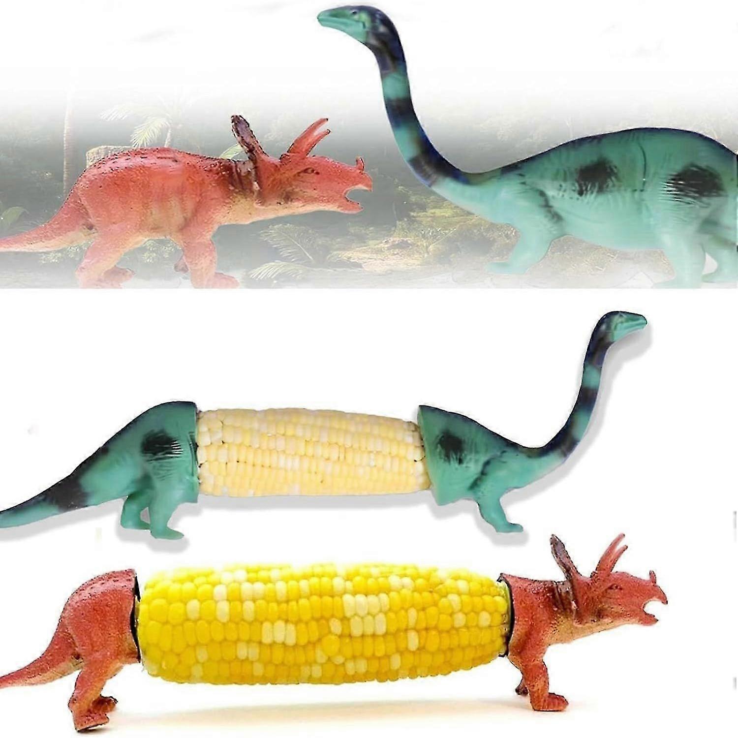 Dinosaur Corn Cob Holders, Corn Holders for Corn on The Cob, Unique Dino Corn Cob Holders, Stainless Steel Barbecue Prongs, Reusable and Easy to Clean