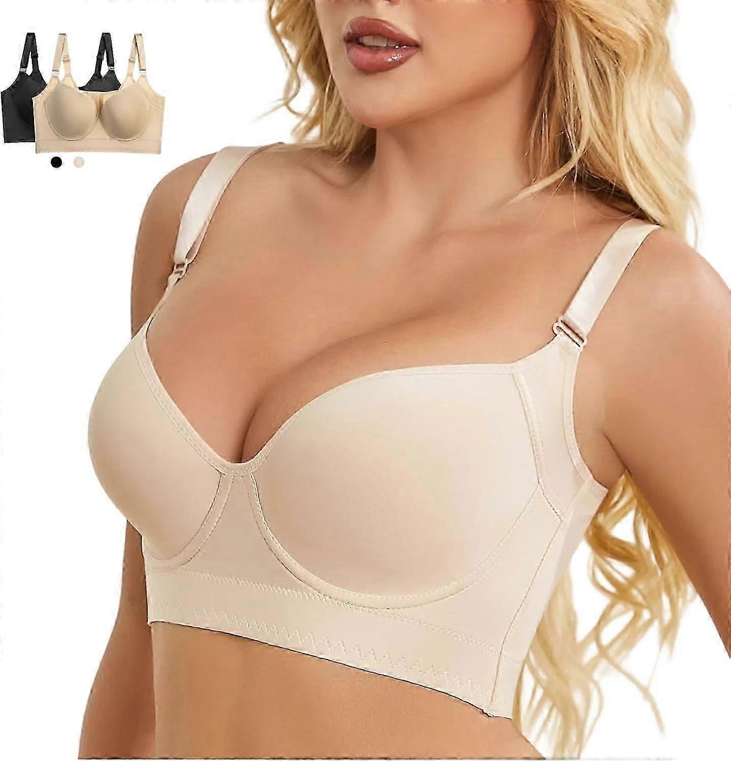 Womens Push Up Bra T-Shirt Bra Uplift Sculpting Full Back Coverage Smoothing Hide Back Fat
