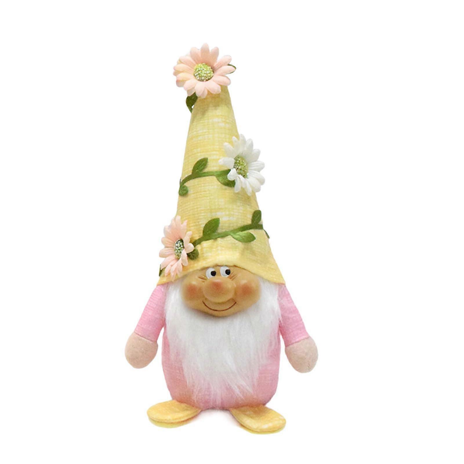 Spring flower carries plush doll with resin face for garden or indoor use, color 1'