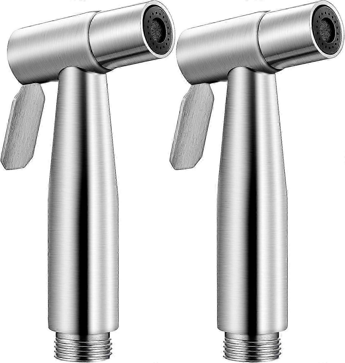 2 Sets of Stainless Steel Handheld Bidet Spray Heads for Bathroom, Kitchen and Toilet Cleaning