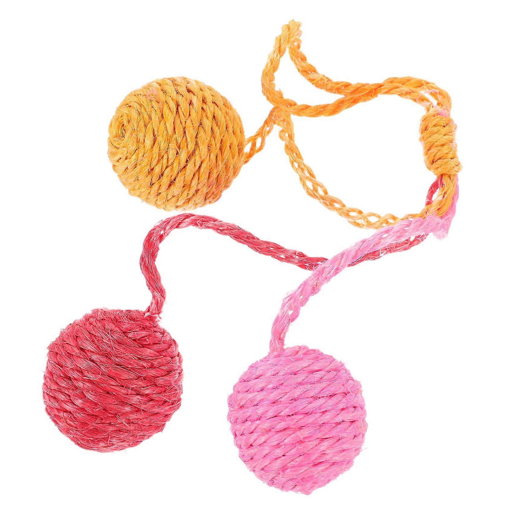 Interactive Cat Ball Toy Sisal Three-Color Hanging Balls for Indoor Cats Durable Playtime Activity for All Ages